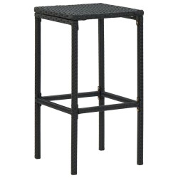 Tabourets de bar avec coussins lot de 3 noir résine tressée 