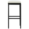 Tabourets de bar avec coussins lot de 3 noir résine tressée 