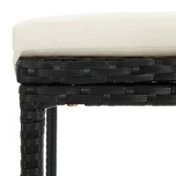 Tabourets de bar avec coussins lot de 3 noir résine tressée 