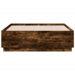 Cadre de lit avec LED sans matelas chêne fumé 135x190 cm 