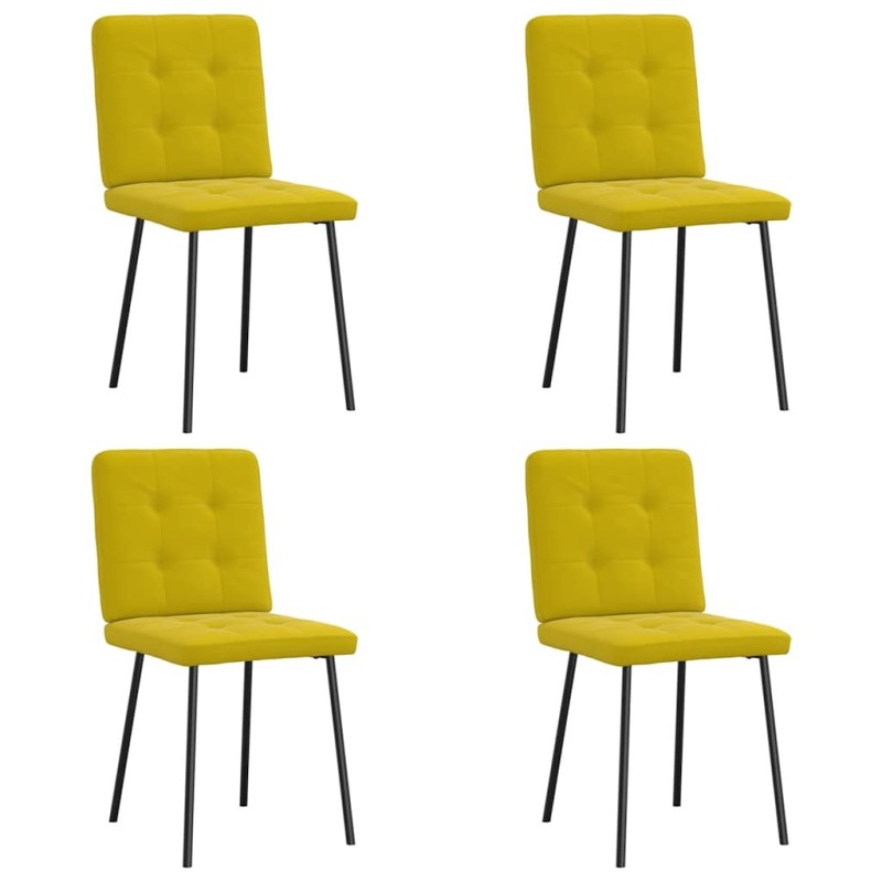 Chaises à manger lot de 4 jaune velours 