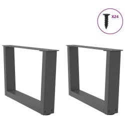 Pieds de table basse en forme de V, 2 pièces, anthracite, 60 x (30-31,3) cm, acier 