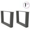 Pieds de table basse en forme de V, 2 pièces, anthracite, 60 x (30-31,3) cm, acier 