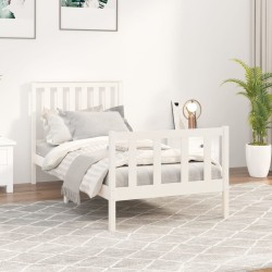 Cadre de lit sans matelas blanc 100x200 cm bois de pin massif 
