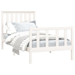 Cadre de lit sans matelas blanc 100x200 cm bois de pin massif 