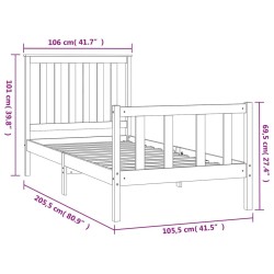 Cadre de lit sans matelas blanc 100x200 cm bois de pin massif 