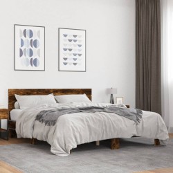 Cadre de lit sans matelas chêne fumé 150x200 cm 
