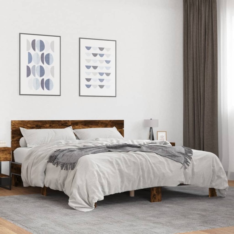 Cadre de lit sans matelas chêne fumé 150x200 cm 