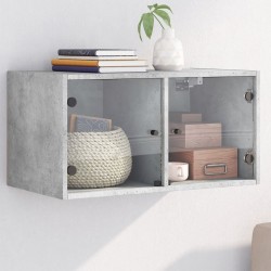 Armoire murale avec portes en verre gris béton 68,5x37x35 cm 