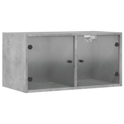 Armoire murale avec portes en verre gris béton 68,5x37x35 cm 
