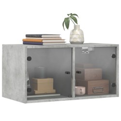Armoire murale avec portes en verre gris béton 68,5x37x35 cm 