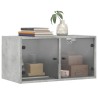 Armoire murale avec portes en verre gris béton 68,5x37x35 cm 