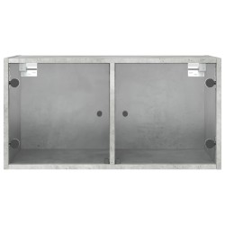 Armoire murale avec portes en verre gris béton 68,5x37x35 cm 