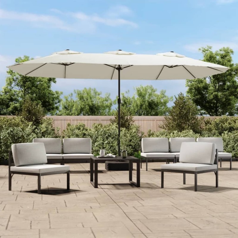 Parasol à double tête blanc sable 449x245 cm Parasol à double tête blanc sable 449x245 cm