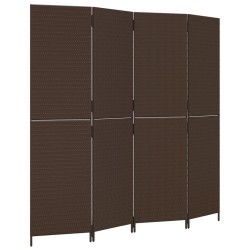 Cloison de séparation 4 panneaux marron résine tressée 