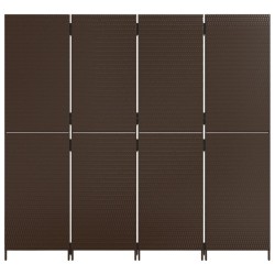 Cloison de séparation 4 panneaux marron résine tressée 