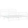 Cadre de lit métal sans matelas et pied de lit blanc 193x203 cm 