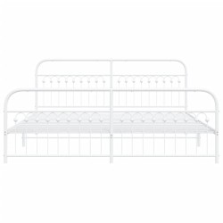 Cadre de lit métal sans matelas et pied de lit blanc 193x203 cm 