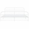 Cadre de lit métal sans matelas et pied de lit blanc 193x203 cm 