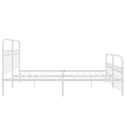 Cadre de lit métal sans matelas et pied de lit blanc 193x203 cm 