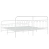 Cadre de lit métal sans matelas et pied de lit blanc 193x203 cm 