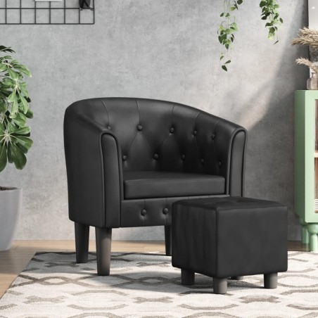 Chaise cabriolet avec repose-pied noir similicuir 