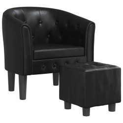 Chaise cabriolet avec repose-pied noir similicuir 