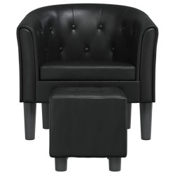 Chaise cabriolet avec repose-pied noir similicuir 