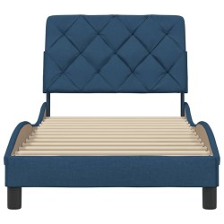 Cadre de lit sans matelas bleu 90x200 cm tissu 