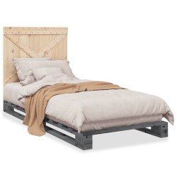 Cadre de lit sans matelas gris 90x200 cm bois de pin massif 