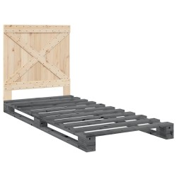 Cadre de lit sans matelas gris 90x200 cm bois de pin massif 