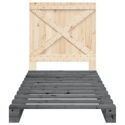Cadre de lit sans matelas gris 90x200 cm bois de pin massif 