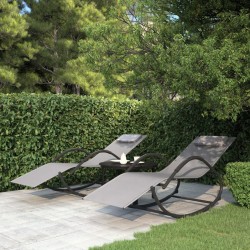 Chaises longues à bascule 2 pcs Gris Acier et textilène 
