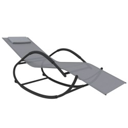 Chaises longues à bascule 2 pcs Gris Acier et textilène 