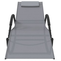 Chaises longues à bascule 2 pcs Gris Acier et textilène 