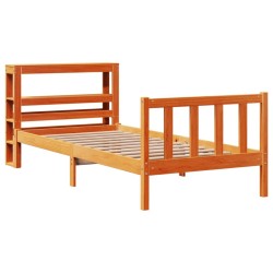 Cadre de lit et tête de lit sans matelas cire marron 100x200 cm 