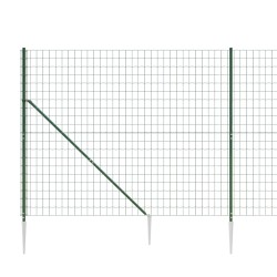 Clôture en treillis métallique et piquet d'ancrage vert 2,2x10m 