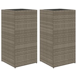 Jardinières 2 pcs gris 40x40x80 cm résine tressée 