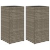 Jardinières 2 pcs gris 40x40x80 cm résine tressée 