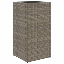 Jardinières 2 pcs gris 40x40x80 cm résine tressée 