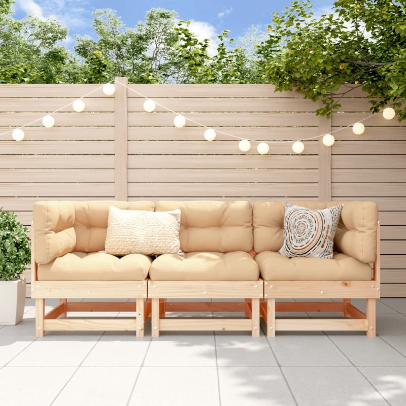 Salon de jardin 3 pcs bois massif de pin 