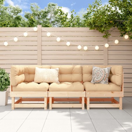 Salon de jardin 3 pcs bois massif de pin 