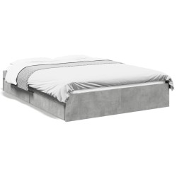 Cadre de lit avec tiroirs sans matelas gris béton 120x200 cm 