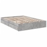 Cadre de lit avec tiroirs sans matelas gris béton 120x200 cm 