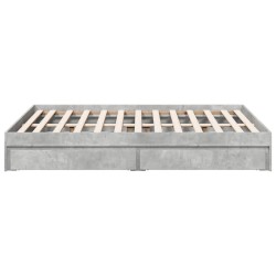 Cadre de lit avec tiroirs sans matelas gris béton 120x200 cm 