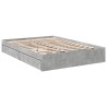 Cadre de lit avec tiroirs sans matelas gris béton 120x200 cm 