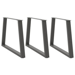 Pieds de table à manger en forme de V, 3 pièces, anthracite, 100 x (72-73,3) cm, acier 