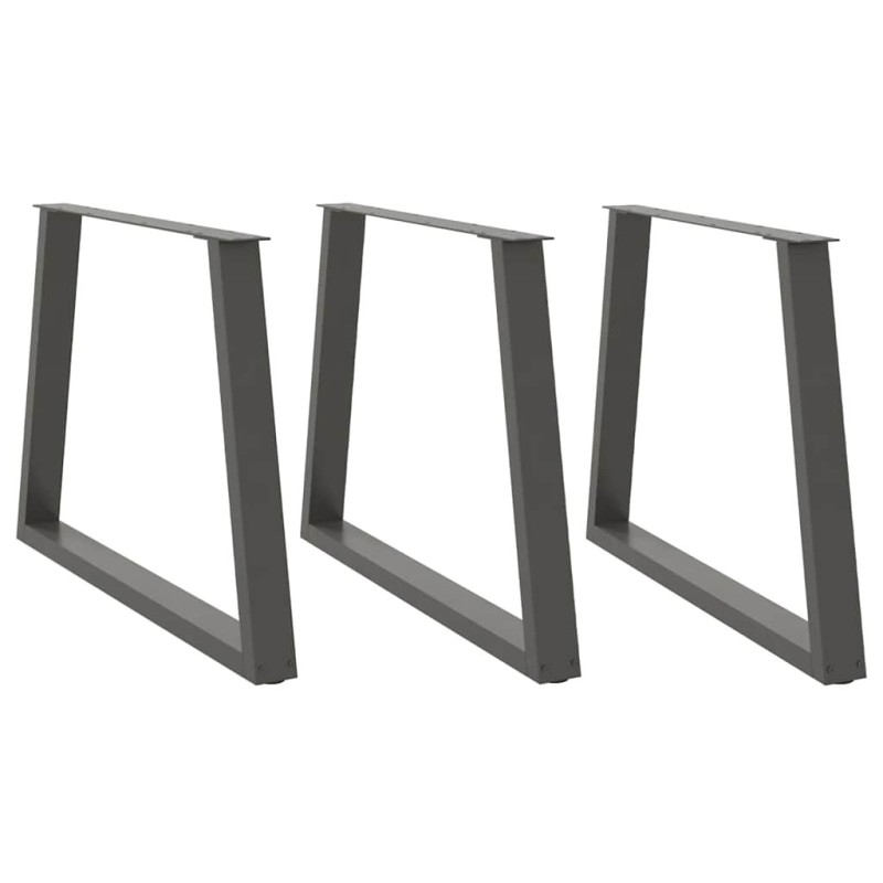 Pieds de table à manger en forme de V, 3 pièces, anthracite, 100 x (72-73,3) cm, acier 