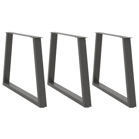 Pieds de table à manger en forme de V, 3 pièces, anthracite, 100 x (72-73,3) cm, acier 