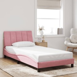 Cadre de lit sans matelas rose 100x200 cm velours 